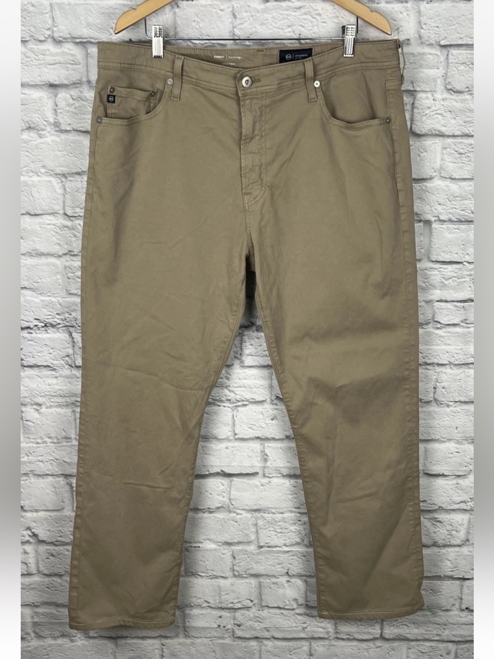 AG ADRIANO GOLDSCHMIED MEN’S BEIGE EVERETT SLIM STRAIGHT PANTS SIZE 40 x 32
